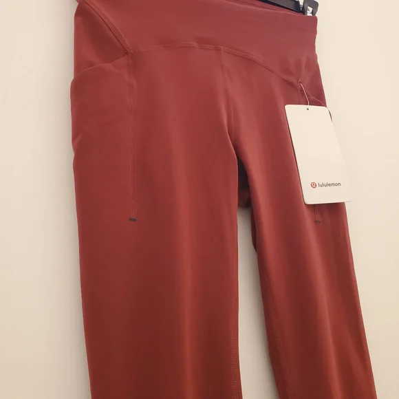 nwt Lululemon Power Thru 25" High Rise Dark Brown Tights